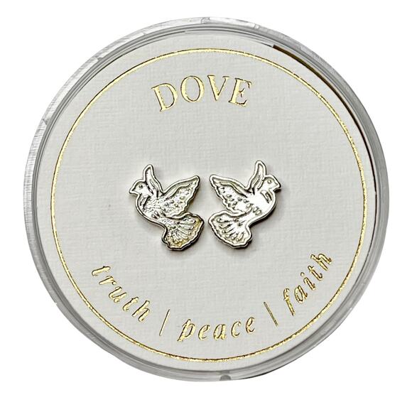 Alex & Ani Sterling Silver Dove Stud Earrings NEW - Picture 1 of 6